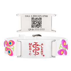 QR Code Child Titanium Medical ID Bracelet White